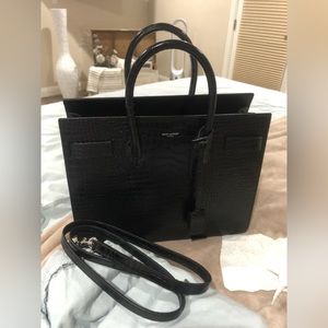 Sain Laurent Sac de Jour NM crocodile embossed leather